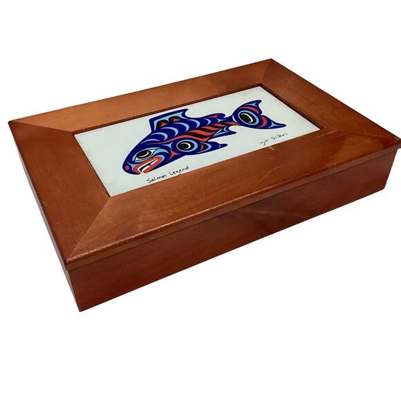 Vintage Wood Ceramic Tile Box by Joe Wilson - Picture 3 of 6